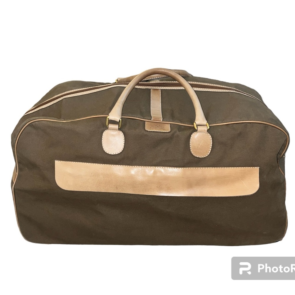 Tramontano Napoli Italian Leather Large Roller Duffel Bag Brown/Tan